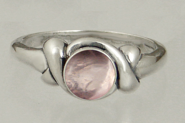 Sterling Silver Lover's Knot Ring With Rose Quartz Size 8